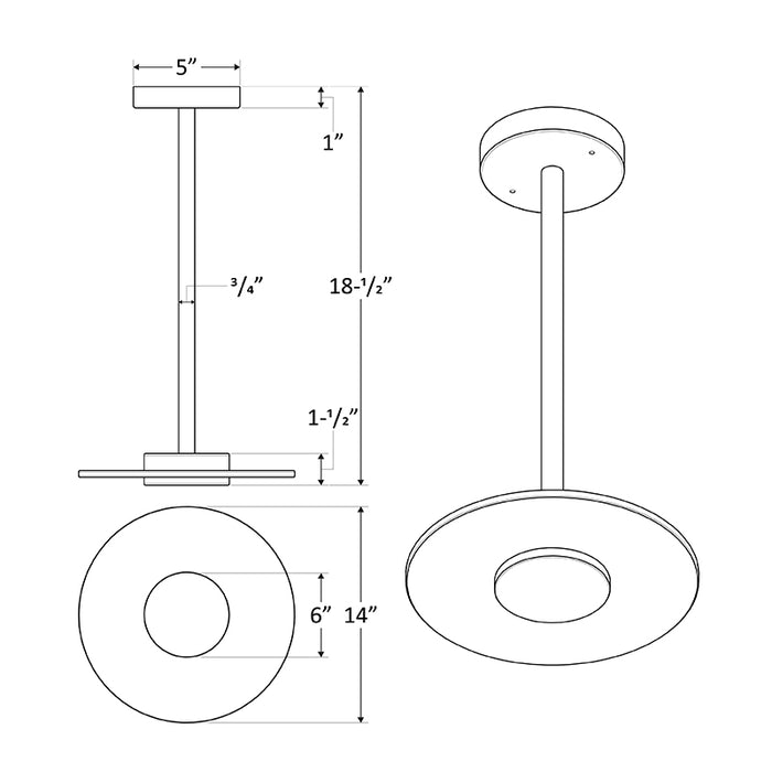 Westgate LDAP 14" LED Pendant, CCT