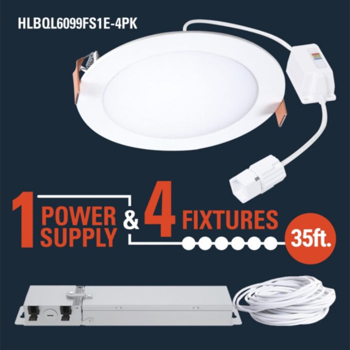 Halo HLBQL6099FS1E-4PK 6" QuickLink Low Voltage Phase Cut Canless Downlights (4-Pack Kit Including Driver)