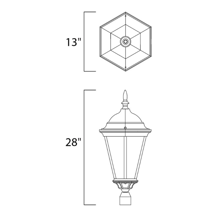 Maxim 1007 Westlake 3-lt 28" Tall Outdoor Pole/Post Lantern