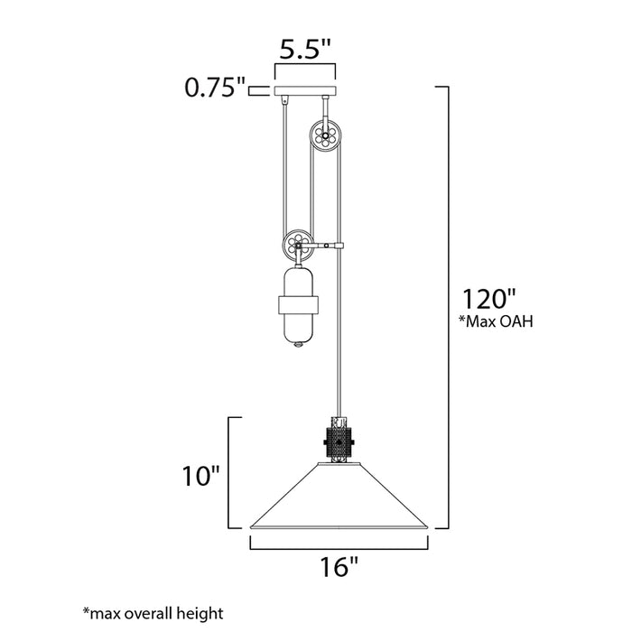 Maxim 10090O Tucson 1-lt 16" Pendant