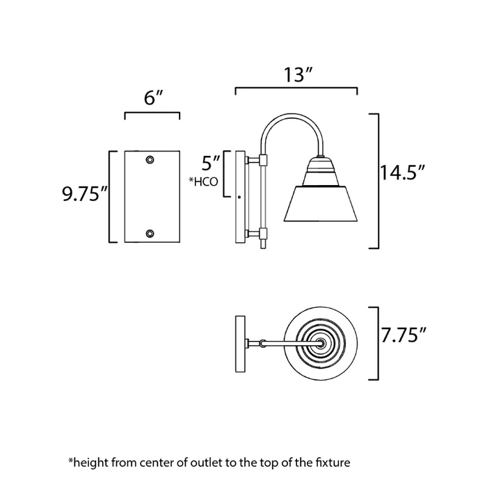 Maxim 10103 Shoreline 1-lt 15" Tall Outdoor Wall Sconce