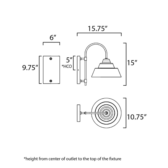 Maxim 10104 Shoreline 1-lt 15" Tall Outdoor Wall Sconce