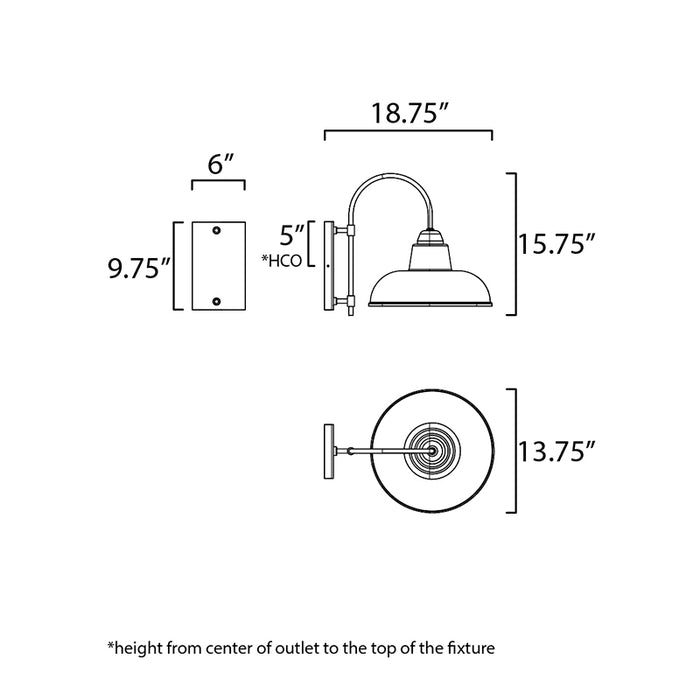 Maxim 10118 Industrial 1-lt 16" Tall Outdoor Wall Sconce