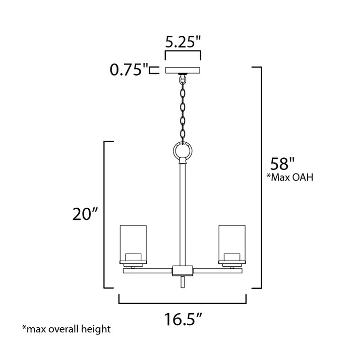 Maxim 10203FT Corona 3-lt 17" Chandelier, Frosted Glass