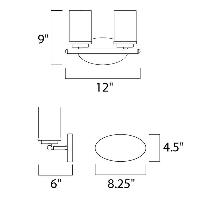 Maxim 10212FT Corona 2-lt 12" Bath Vanity, Frosted Glass