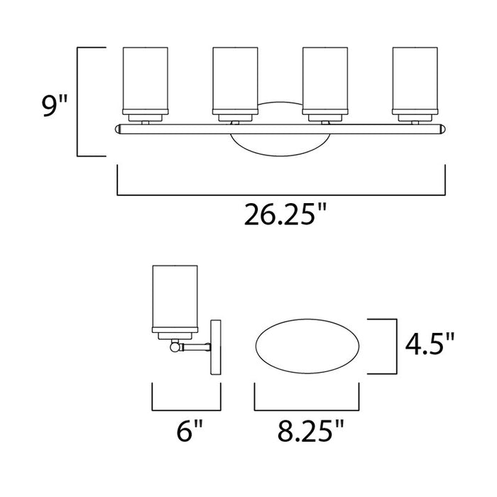 Maxim 10214FT Corona 4-lt 26" Bath Vanity, Frosted Glass