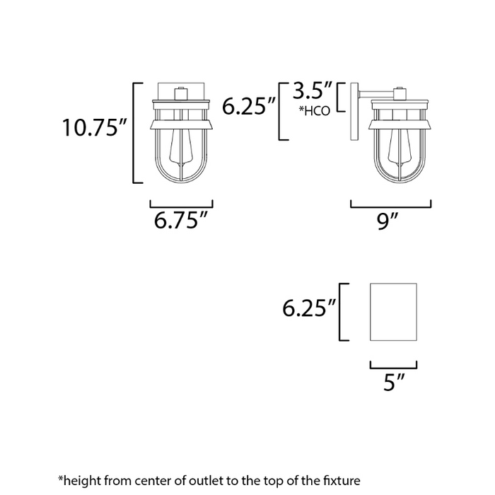 Maxim 10266 Breakwater 1-lt 11" Tall Outdoor Wall Sconce