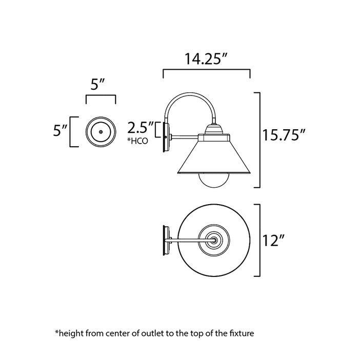 Maxim 10290 Jetty 1-lt 16" Tall Outdoor Wall Sconce