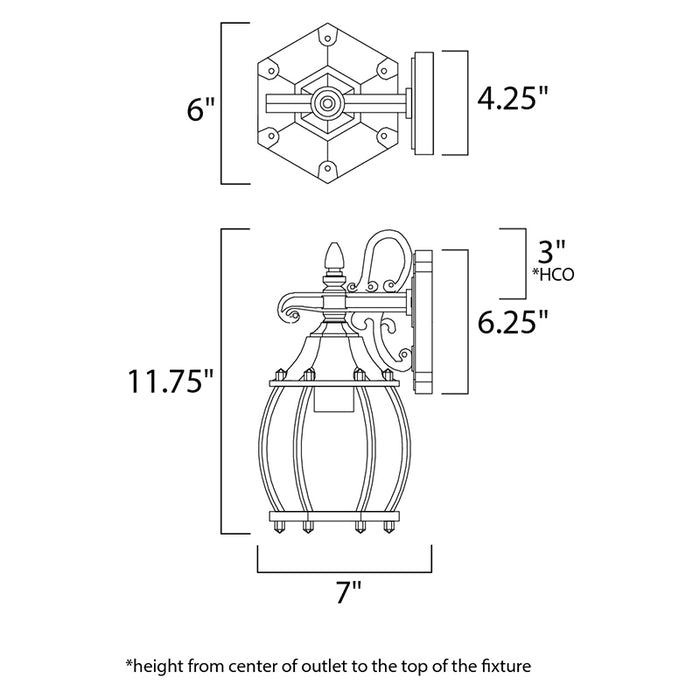 Maxim 1031 Crown Hill 1-lt 12" Tall Outdoor Wall Lantern