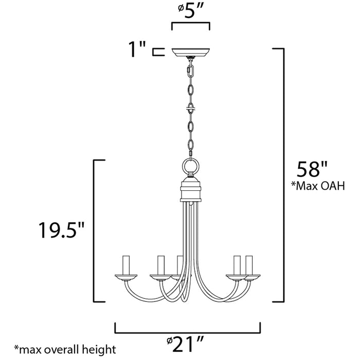 Maxim 10345 Logan 5-lt 21" Candele Chandelier