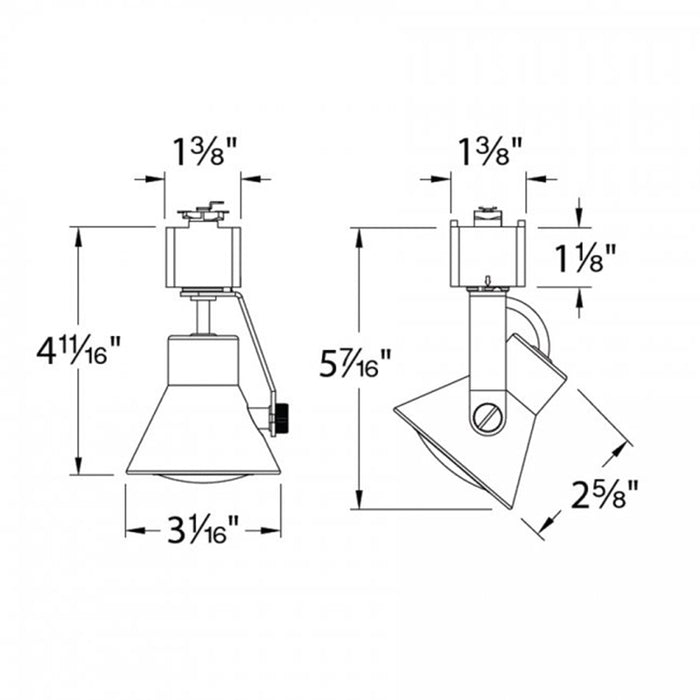 WAC JTK-103LED 8W LED Miniature Line Voltage Track Head, J/J2 Track