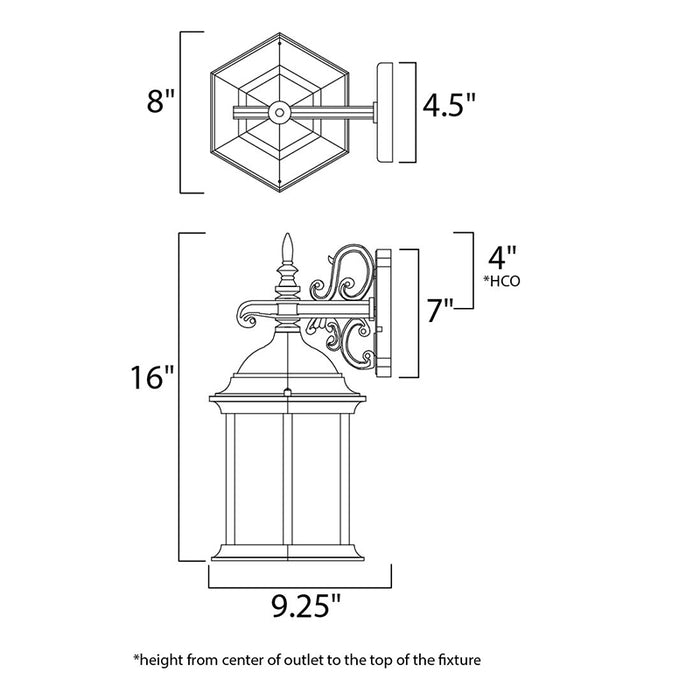 Maxim 1071 Builder Cast 1-lt 16" Tall Outdoor Wall Mount