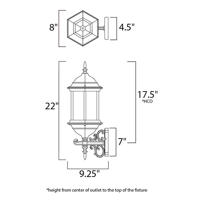 Maxim 1072 Builder Cast 1-lt 22" Tall Outdoor Wall Mount