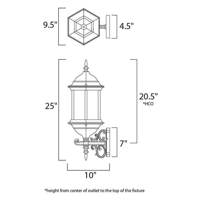 Maxim 1074 Builder Cast 3-lt 25" Tall Outdoor Wall Mount
