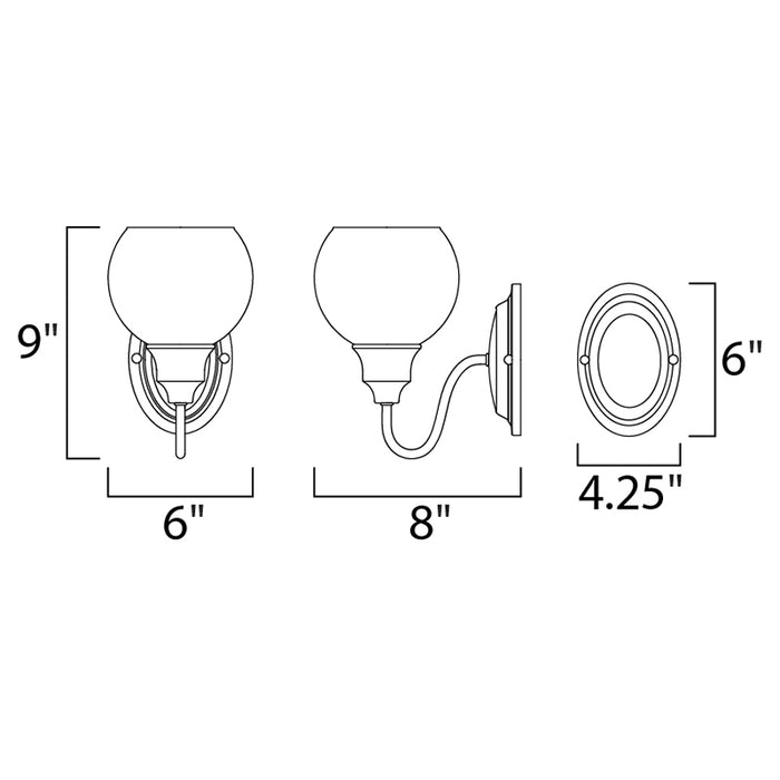 Maxim 1111PC Ballord 1-lt 9" Tall Wall Sconce