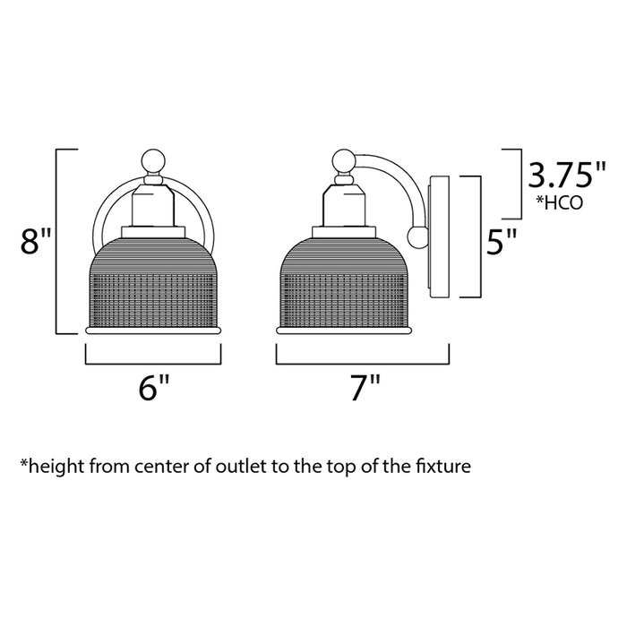 Maxim 11321 Hollow 1-lt 8" Tall Wall Sconce