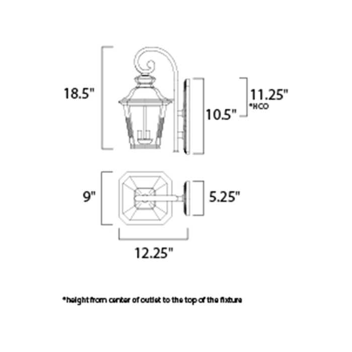 Maxim 1135 Knoxville 3-lt 19" Tall Outdoor Wall Mount