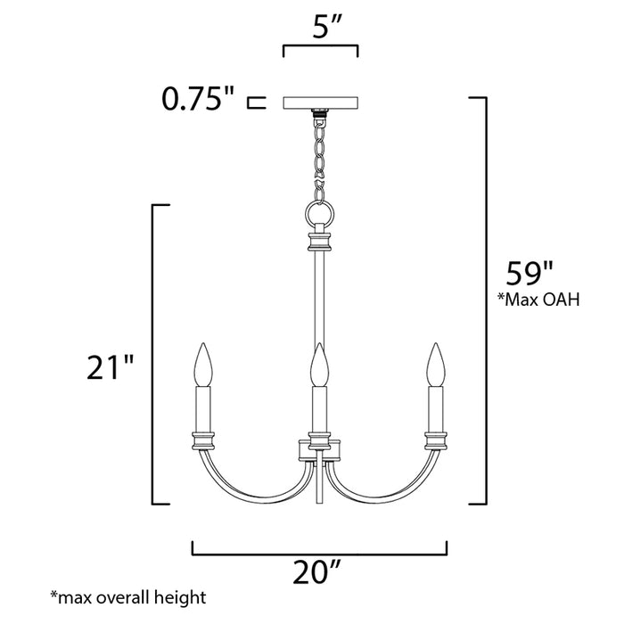 Maxim 11373 Charlton 3-lt 20" Chandelier