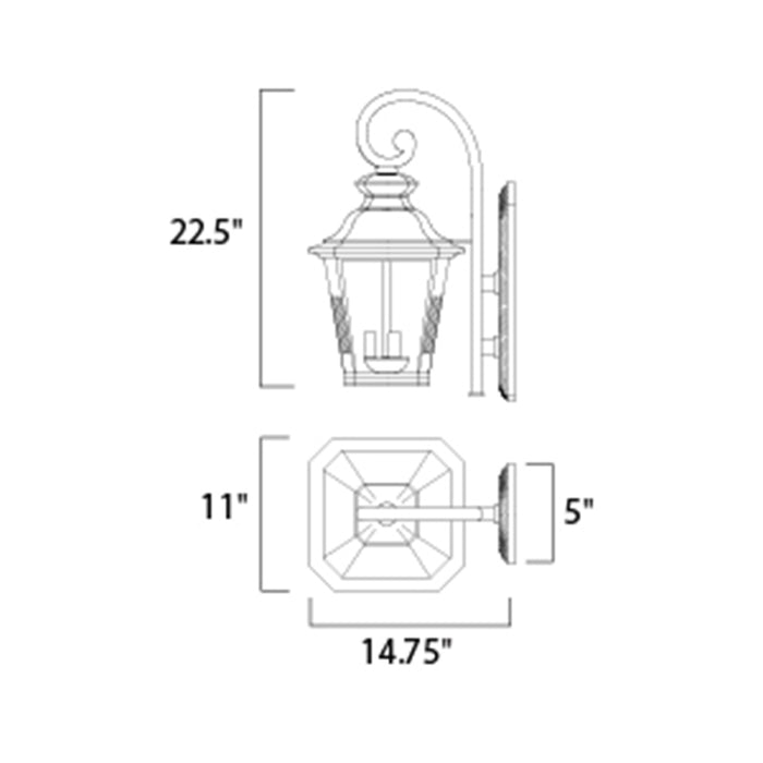 Maxim 1137 Knoxville 3-lt 23" Tall Outdoor Wall Mount