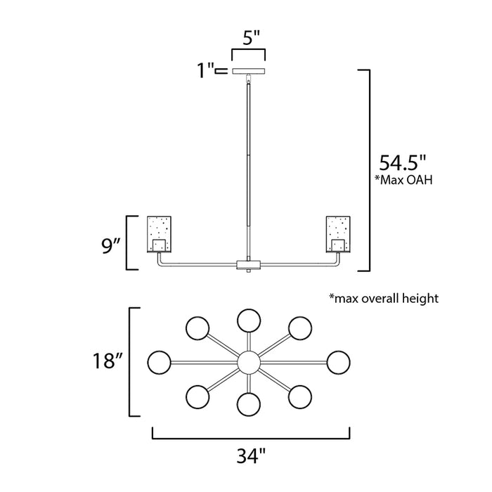 Maxim 11848CD Sleek 8-lt 34" Chandelier
