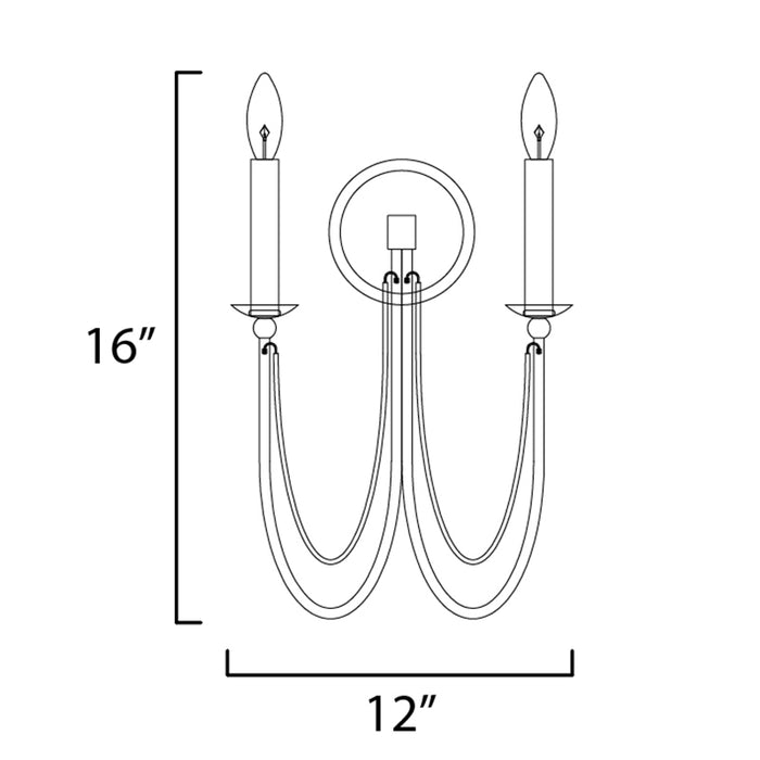 Maxim 12161 Plumette 2-lt 16" Tall Wall Sconce with Crystal