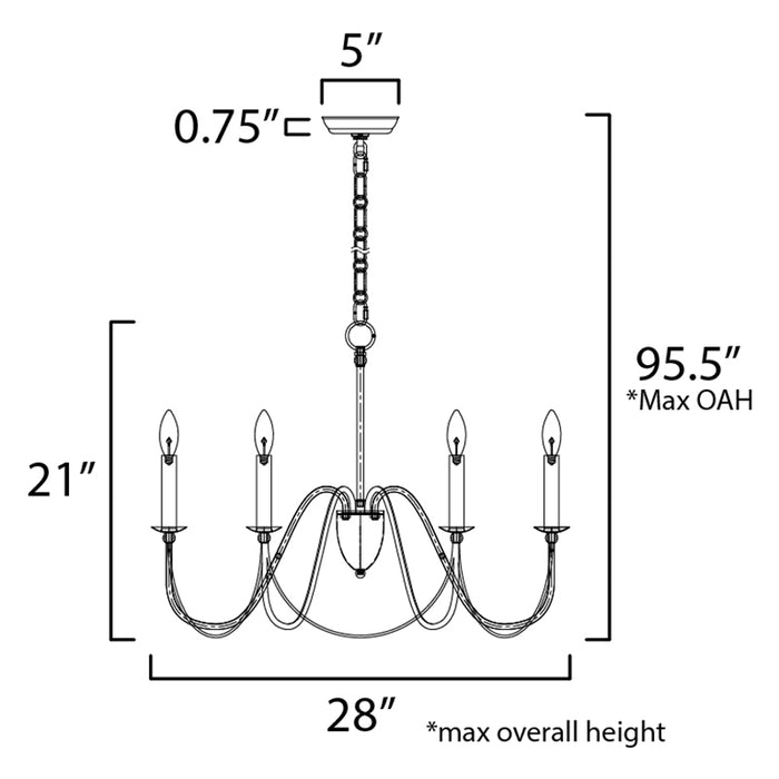Maxim 12166 Plumette 6-lt 28" Chandelier