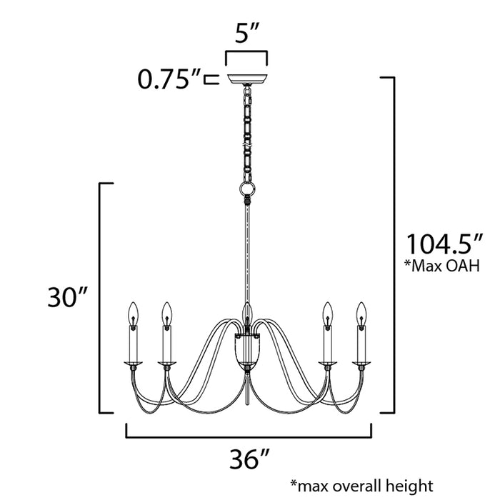 Maxim 12168 Plumette 8-lt 36" Chandelier