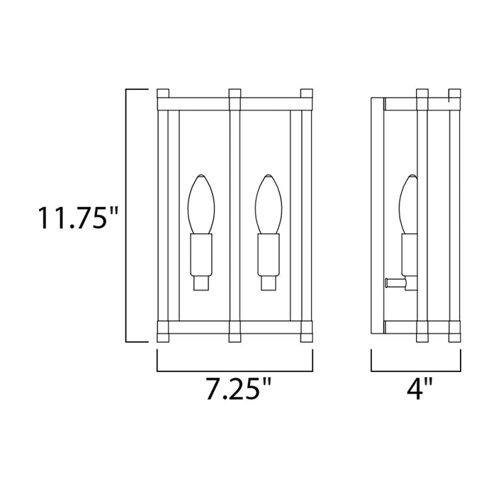 Maxim 13599 Wellington 2-lt 12" Tall Wall Sconce