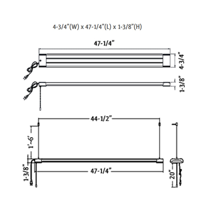 Westgate LSP 4FT 40W LED Shop Light With Adjustable Cable, 4000K