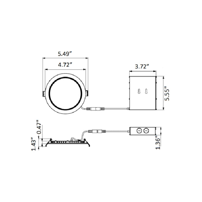 Westgate RSL4 4" 9W LED Slim Regressed Baffle Light, CCT