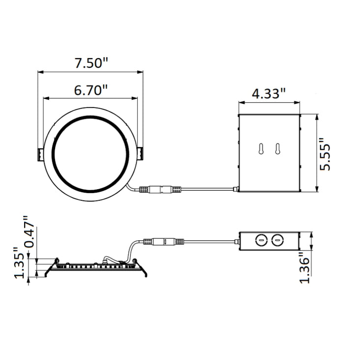 Westgate RSL6 6" 12W LED Slim Regressed Baffle Light, CCT