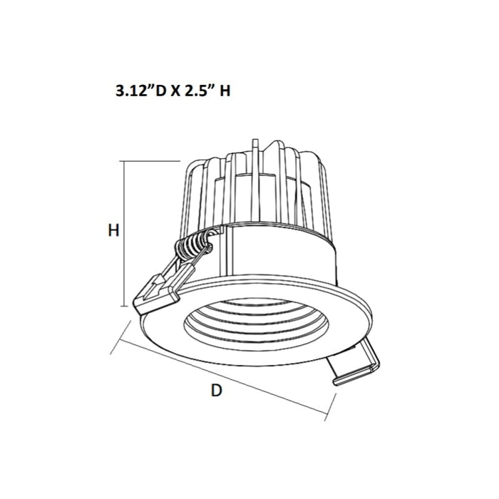 Westgate RDL2S-BF 2" 8W LED Baffle Recessed Light, 4000K