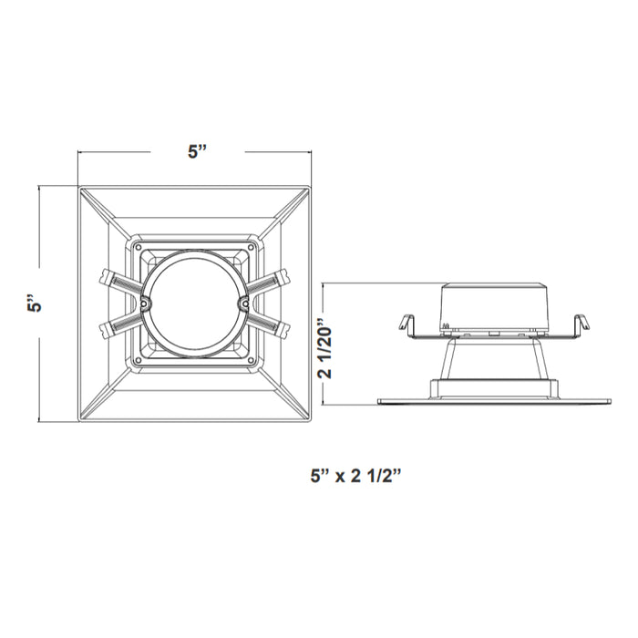 Westgate SDL4-BF 4" LED Square Recessed Downlight with Baffle Trim, CCT