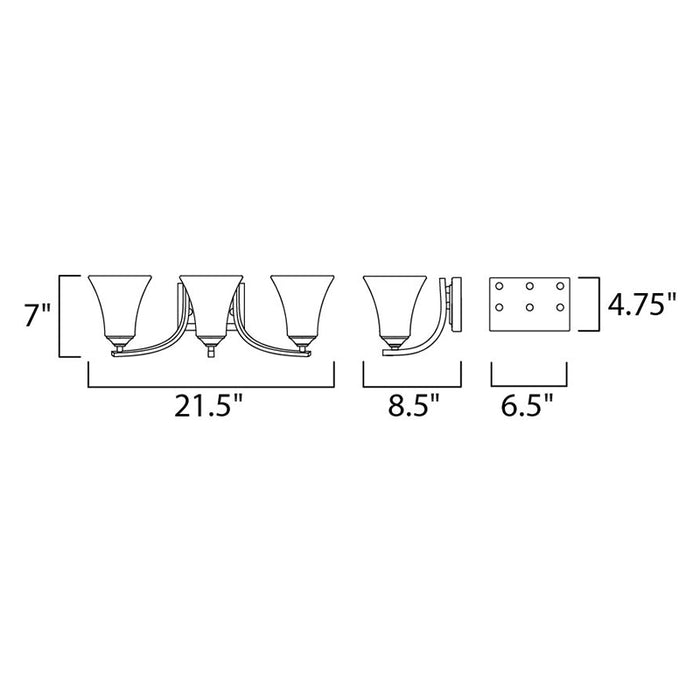Maxim 20100 Aurora 3-lt 22" Bath Vanity