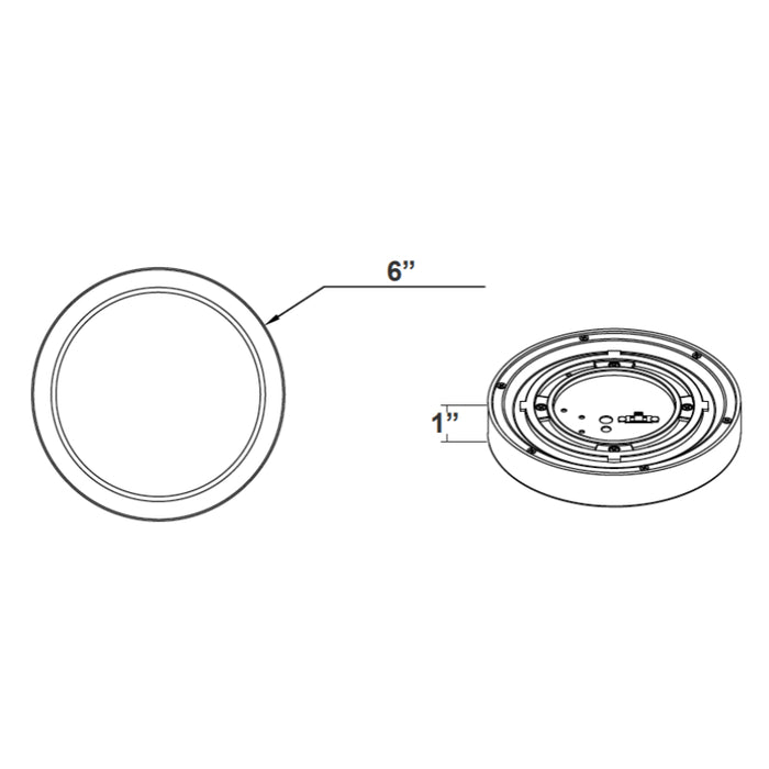 Westgate FML-R6 6" 11W LED Flush Mount, CCT