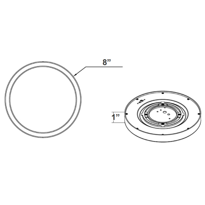 Westgate FML-R8 8" 14W LED Flush Mount, CCT