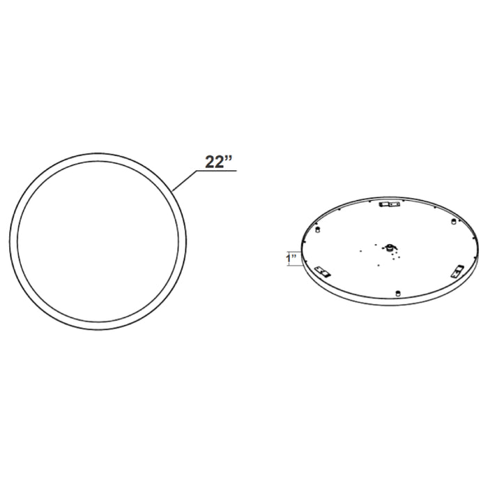 Westgate FML-R22 22" 45W LED Flush Mount, CCT
