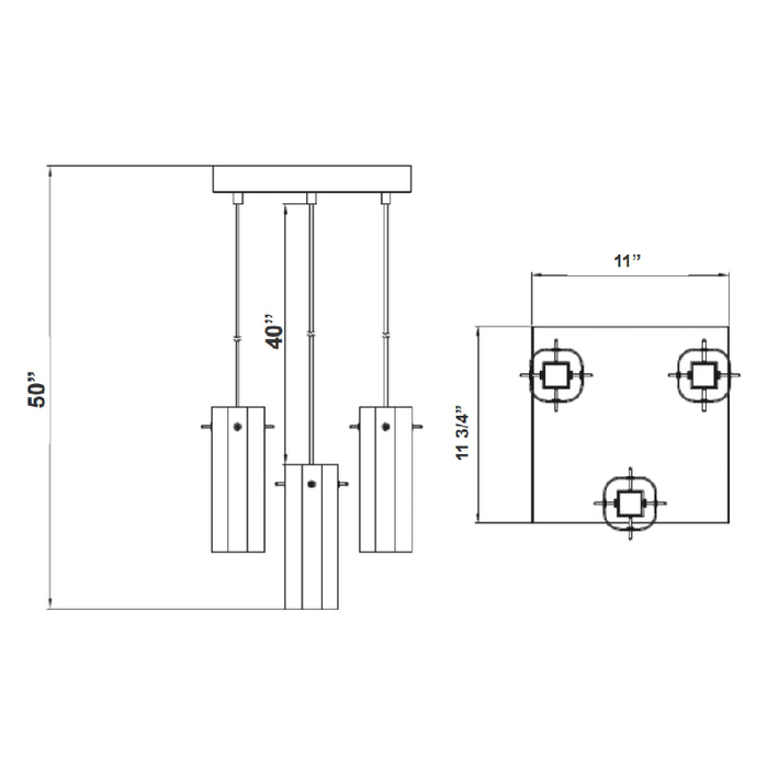 Westgate LCFH 3-lt LED Pendant with Round Canopy, CCT