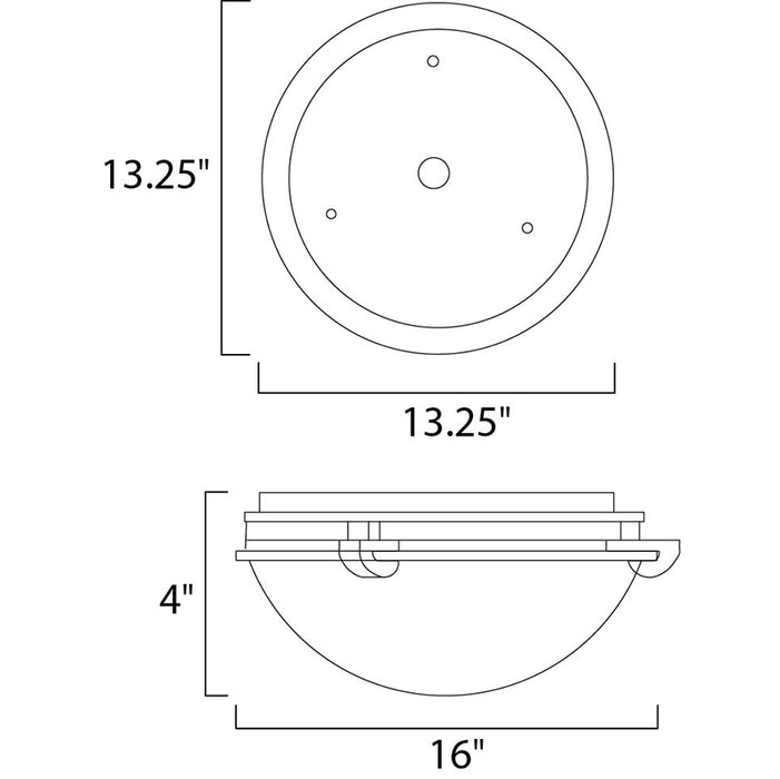 Maxim 2681 Malaga 3-lt 16" Flush Mount, Frosted Glass