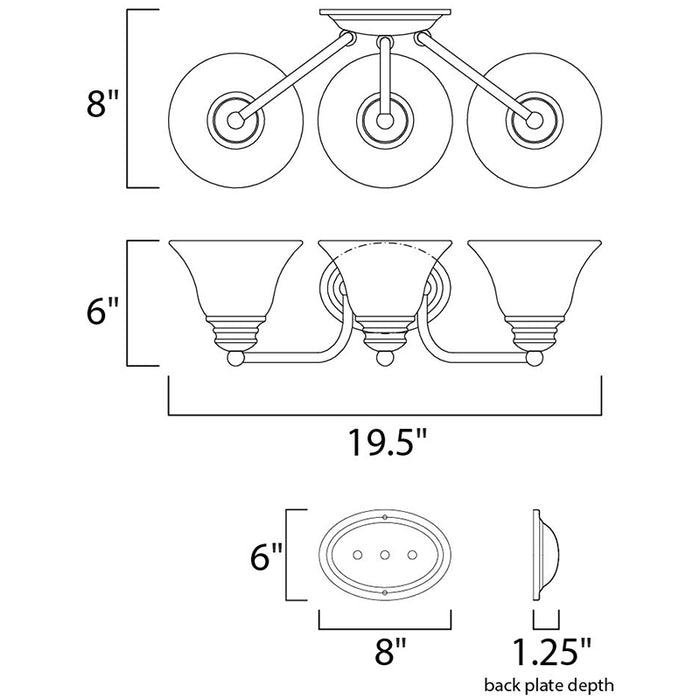 Maxim 2688MR Malaga 3-lt 20" Bath Vanity