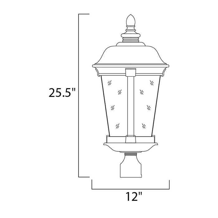 Maxim 3022 Dover DC 3-lt 26" Tall Outdoor Pole/Post Lantern