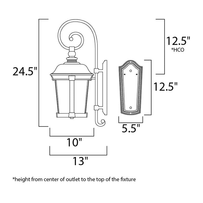 Maxim 3024 Dover DC 3-lt 25" Tall Outdoor Wall Lantern
