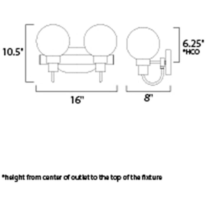 Maxim 30512 Bauhaus 2-lt 16" Bath Vanity