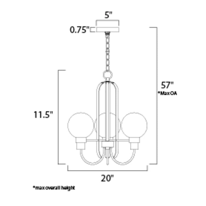 Maxim 30515 Bauhaus 3-lt 20" Chandelier