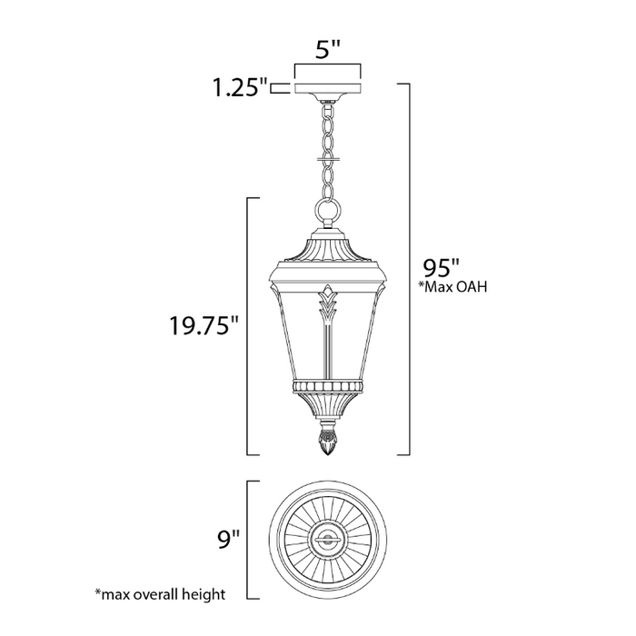 Maxim 3058 Sentry 1-lt 9" Outdoor Hanging Pendant