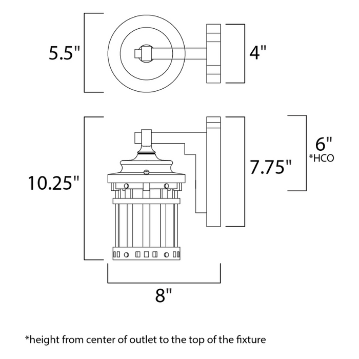 Maxim 3131 Santa Barbara DC 1-lt 10" Tall Outdoor Wall Lantern