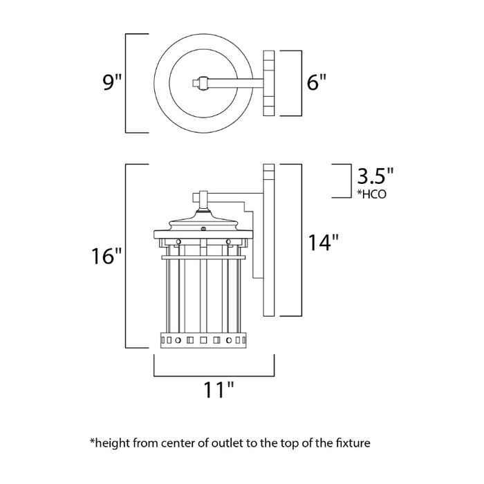 Maxim 3134 Santa Barbara DC 3-lt 16" Tall Outdoor Wall Lantern
