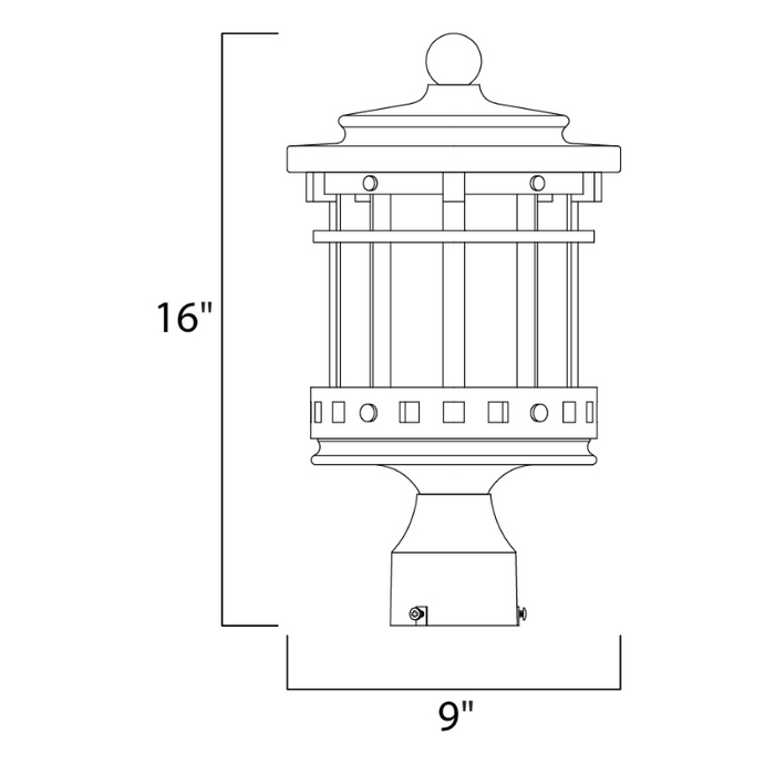 Maxim 3136 Santa Barbara DC 3-lt 16" Tall Outdoor Pole/Post Lantern