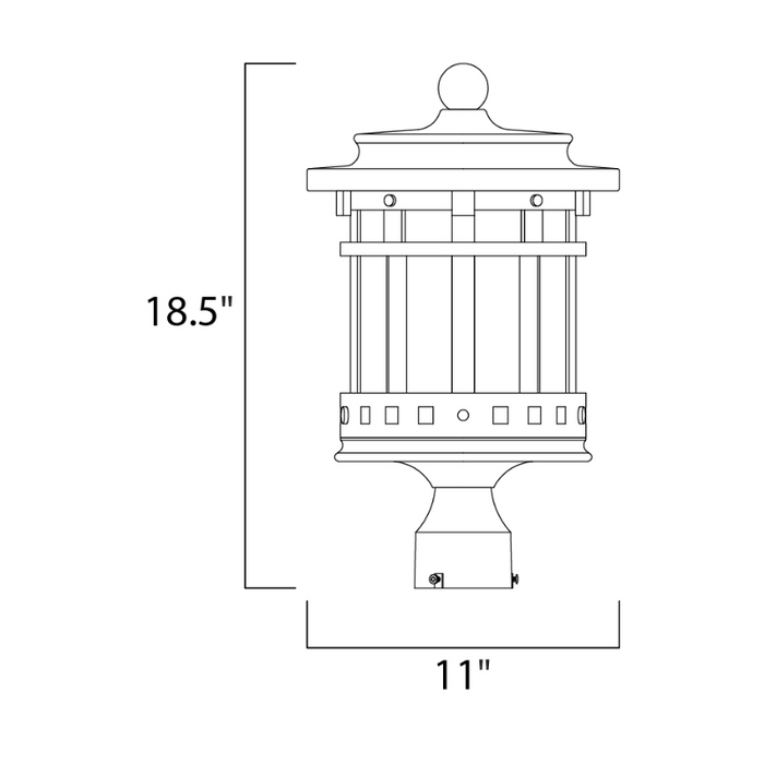 Maxim 3137 Santa Barbara DC 3-lt 19" Tall Outdoor Pole/Post Lantern