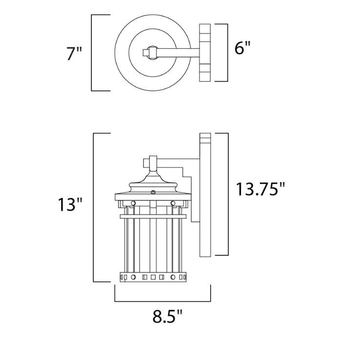 Maxim 3143 Santa Barbara Dark Sky 1-lt 13" Tall Outdoor Wall Lantern
